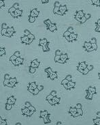 Flanel Katoen Katten Mint, Nieuw, Groen