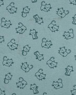 Flanel Katoen Katten Mint, Nieuw, Groen