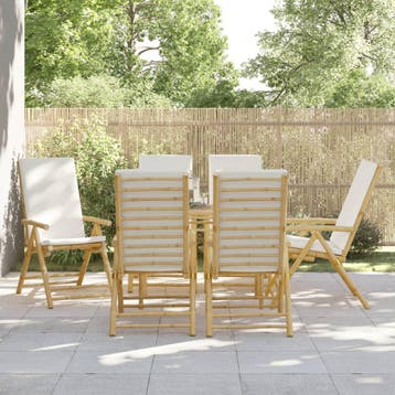 vidaXL Tuinstoelen 6 st inklapbaar met kussens bamboe, Verzenden, Nieuw, Hout