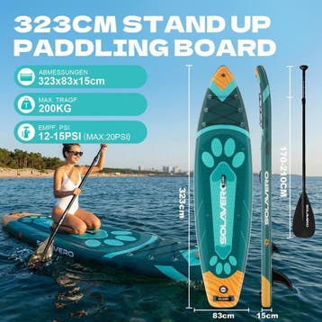 SOLAVERO Stand Up Paddleboard met alle accessoires, opblaasb, Verzenden, Zo goed als nieuw