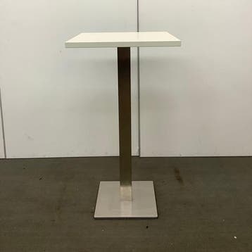 statafel op metalen poot, Hoogte 113 cm, Wit - RVS, Ophalen of Verzenden, Gebruikt