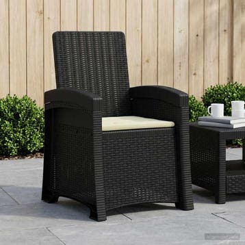 vidaXL Ligstoel in rietenlook Antraciet- en crèmekleurig PP, Tuin en Terras, Verzenden, Nieuw