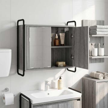 vidaXL Hangend Badkamerkast Grijs Sonoma 64 x 20 x 56,5 cm, Verzenden, Nieuw
