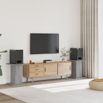 vidaXL Speakerstandaards 2 st 30x30x60 cm bewerkt hout grijs, Verzenden, Nieuw