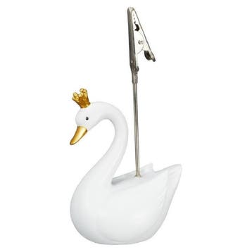 Witte zwaan/zwanen beeldje foto/kaarthouder 11 cm - Beeldjes, Ophalen of Verzenden, Nieuw