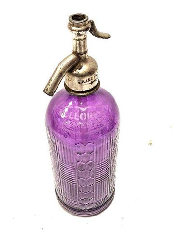 Fles - oud paarse sifon honingraatmodel