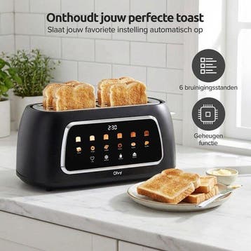 Olvy Broodrooster XL - Lange Sleuven - Timerfunctie - LCD Di, Verzenden, Zo goed als nieuw