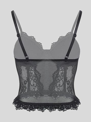 Dames Sexy kanten lingerie top met visgraat en stalen ring, Verzenden