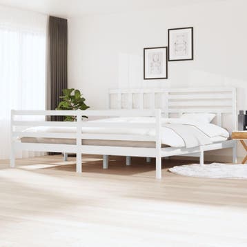 vidaXL Bedframe massief hout wit 200x200 cm, Verzenden, Wit, Overige maten, 200 cm