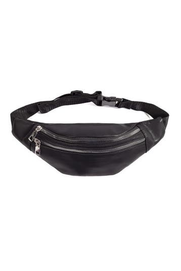KIMU® Heuptas Zwart 2 Ritsen PU Leer Fanny Pack met Voorvak, Sieraden, Tassen en Uiterlijk, Tassen | Damestassen, Ophalen of Verzenden