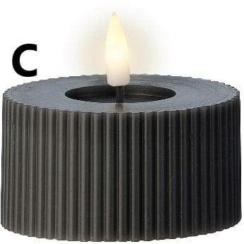 Led waxinelicht theelicht max wax antraciet ribbel 7,5x6,5, Ophalen of Verzenden, Nieuw