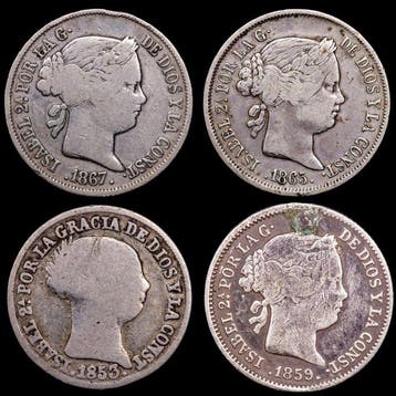 Spanje. Isabel II. 1 Reale 1853 -1867 / Madrid (2 monedas)