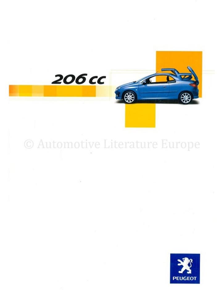 2003 PEUGEOT 206 CC BROCHURE DUITS, Boeken, Auto's | Folders en Tijdschriften, Peugeot