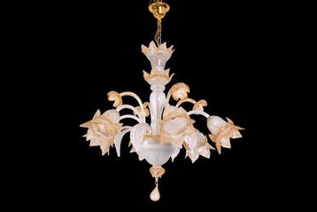 Kroonluchter - florale bladeren en bloemen - Glas, Murano -