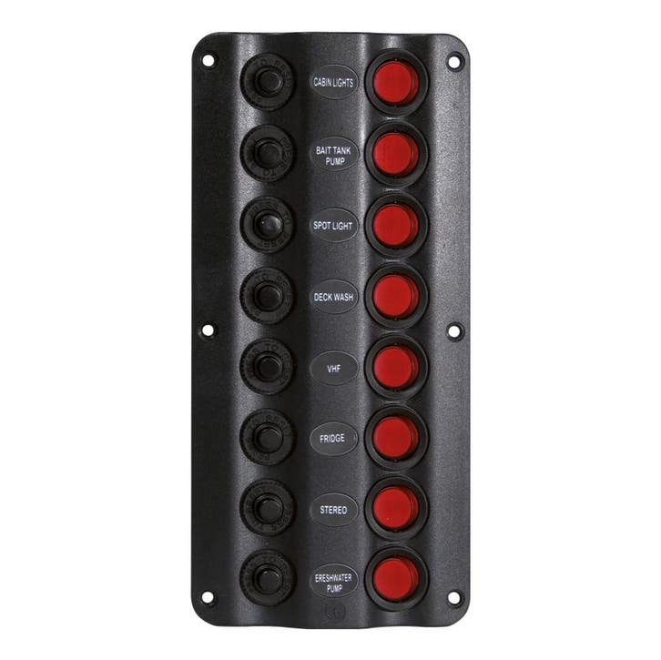Talamex Schakelpaneel Wave 12V 8 schakelaars, Watersport en Boten, Navigatiemiddelen en Scheepselektronica, Nieuw, Ophalen of Verzenden