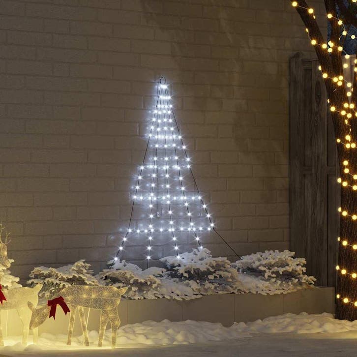 vidaXL LED Kerstboom met Grondspiesjes Koudwit 182 cm Metaal, Diversen, Kerst, Nieuw, Verzenden