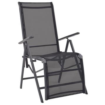 vidaXL Terrasstoel verstelbaar aluminium en textileen zwart, Tuin en Terras, Ligbedden, Verzenden, Nieuw