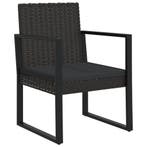 Loungestoel zwart poly rattan | retourdeal 62% korting, Huis en Inrichting, Outdoor, Minder dan 75 cm, Nieuw, Ophalen of Verzenden
