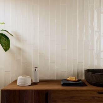 Wandtegel Cifre Block Crisp Linen Handvorm Beige Mat 7,5x30, Nieuw, 20 tot 40 cm, 10 m² of meer, Wandtegels
