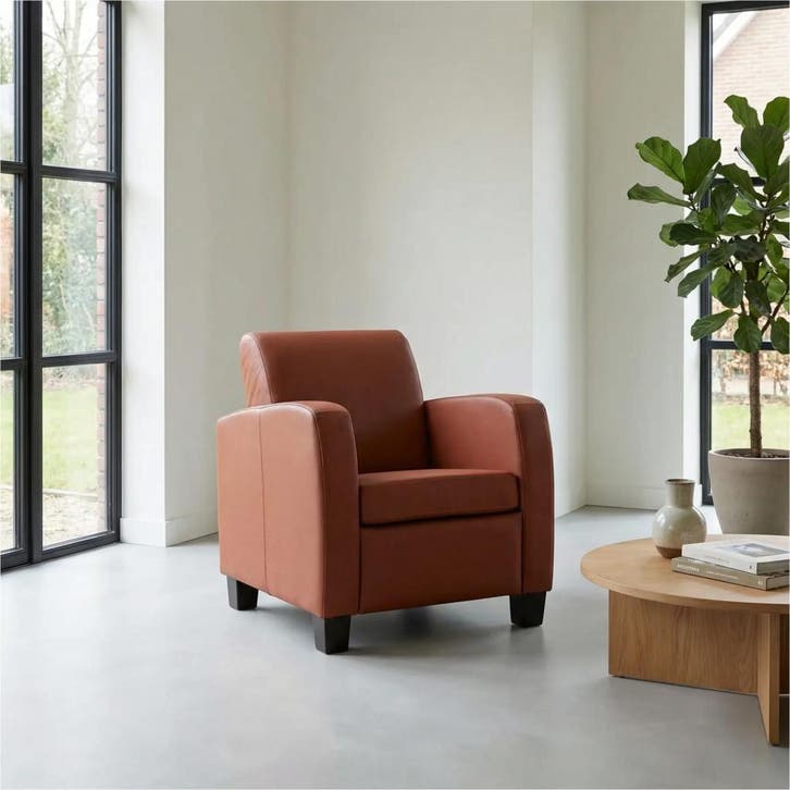 Leren fauteuil Joy - Toledo Terra (donkercognac) - Poten, Huis en Inrichting, Fauteuils, 50 tot 75 cm, 75 tot 100 cm, Nieuw, Leer