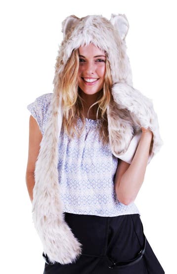 KIMU® Hood Sneeuwpanter Muts Sjaal Wanten en Oortjes Wit Lic, Ophalen of Verzenden, Nieuw