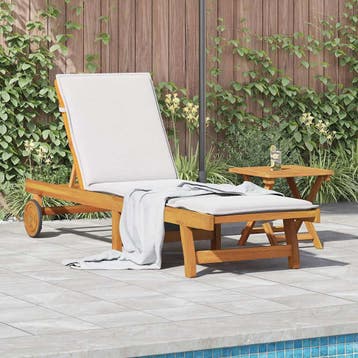 vidaXL Ligbed met tafeltje massief acaciahout, Tuin en Terras, Verzenden, Nieuw