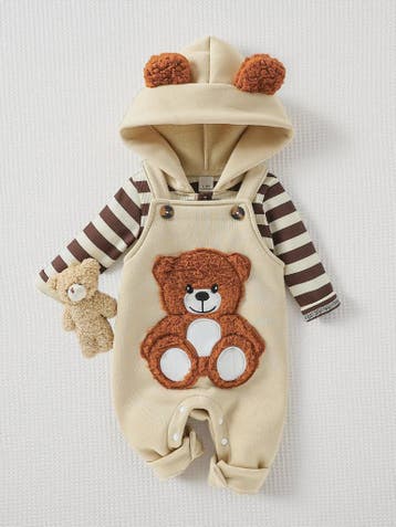Schattige Baby Jongens Outfit: Gestreept Hoodie met Beren Ov, Verzenden, Nieuw