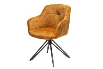Draaidesign stoel EUPHORIA mosterdgeel fluweel met, Huis en Inrichting, Stoelen, Ophalen of Verzenden, Nieuw