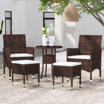 vidaXL 5-delige Loungeset poly rattan bruin, Verzenden, Nieuw, Loungeset