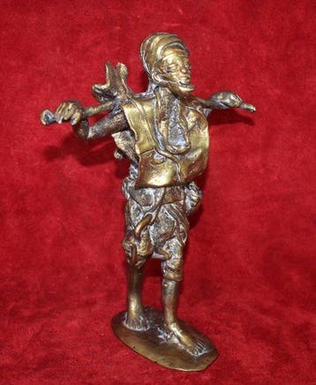 Beeld 20 cm, 0,922 kg, VOYAGEUR Dogon in brons, verloren-was