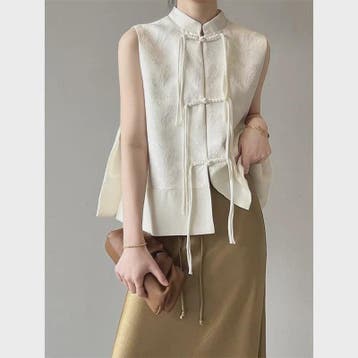 Chique Jacquard Vest met Knopen en Opstaande Kraag - Retro S, Verzenden, Nieuw