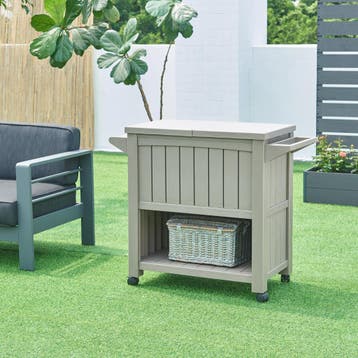 Trolley Arsita serveerwagen voor buiten 102x47x87 cm beige e, Tuin en Terras, Tuintafels, Verzenden, Nieuw
