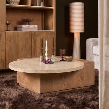 Salontafel Numa Naturel Travertijn, rond 103 cm | Starfurn, Ophalen of Verzenden, Nieuw