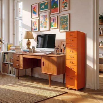 Kantoorkast Kökar op wielen 109x28x41 cm oranje [en.casa], Huis en Inrichting, Verzenden, Nieuw