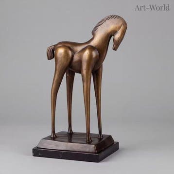Beeld, Bronzen sculptuur van een paard “Botero Stijl” - 35.5, Antiek en Kunst