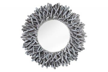 Handgemaakte teakhouten spiegel RIVERSIDE 80cm grijs, Huis en Inrichting, Woonaccessoires | Spiegels, Ophalen of Verzenden, Nieuw