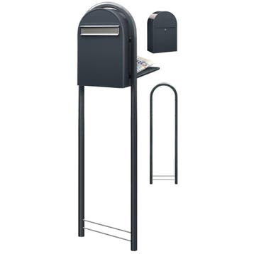 Brievenbus Bobi Classic B (back) - donkergrijs/RVS klep, Verzenden, Nieuw