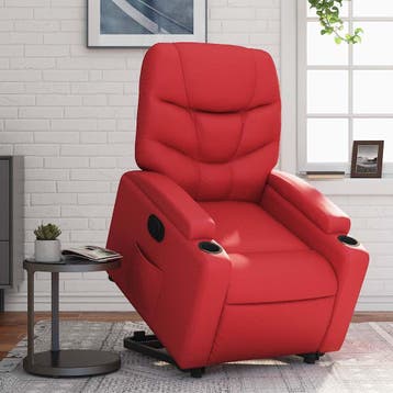 vidaXL Sta-op-stoel elektrisch kunstleer rood, Huis en Inrichting, Fauteuils, Verzenden, Nieuw
