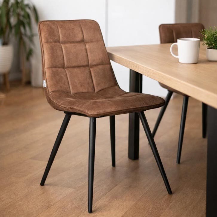 Showroomactie! Eetkamerstoel Bistro | Microvezel, Huis en Inrichting, Stoelen, Eén, Overige kleuren, Nieuw, Hout, Leer, Metaal