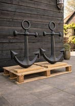 sculptuur, 2Pcs - XL Anchors on Base - 77 cm - Metaal, Hout