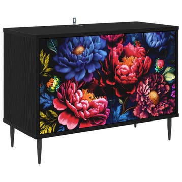 vidaXL Tv-meubel KIEL 69 x 33 x 50,5 cm Zwart eiken Bewerkt, Minder dan 50 cm, Verzenden, Nieuw, Minder dan 100 cm