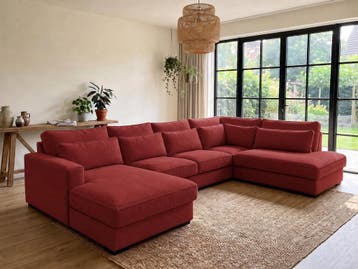 U-Bank Naaldwijk-Express - u-banken - Rood, Nieuw, 150 cm of meer, Stof, 300 cm of meer