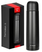 HGMD Thermoskan - 1 Liter - Isoleerkan - Zwart, Verzenden, Nieuw