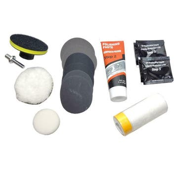 Complete Koplamp polijst poets herstel set kit vergeelde ver, Verzenden, Nieuw