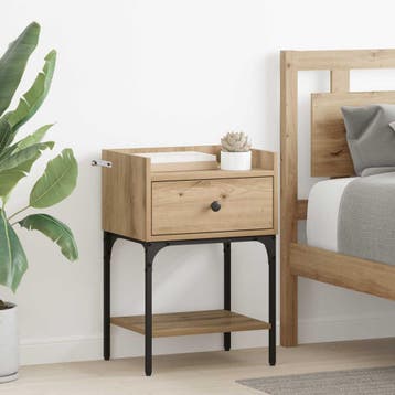 vidaXL Nachtkastje Artisan Eiken 40 x 29 x 60 cm Bewerkt, Huis en Inrichting, Slaapkamer | Nachtkastjes, Minder dan 45 cm, Verzenden