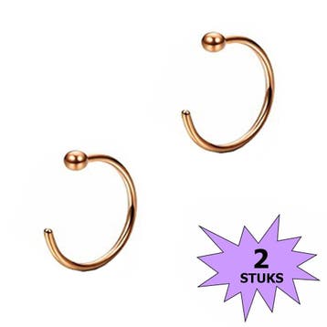Fako Bijoux - Neuspiercing - Open Ring Bal - 8mm - Rosé, Sieraden, Tassen en Uiterlijk, Verzenden, Nieuw