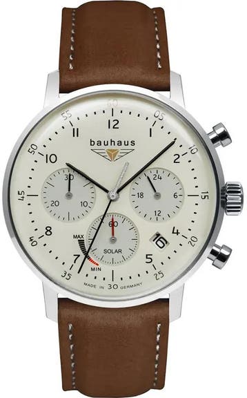 Bauhaus 2086-5 Dessau solar chronograaf horloge, Sieraden, Tassen en Uiterlijk, Horloges | Heren, Overige merken, Staal, Verzenden