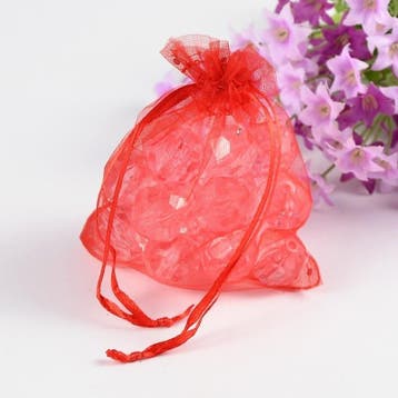 c.a. 100 organza zakjes 10 x12 cm rood met zilver stip, Ophalen of Verzenden, Nieuw