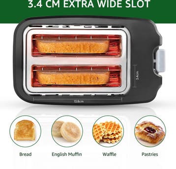 Broodrooster - Toaster - 2 sleuven - 750W - Zwart, Verzenden, Zo goed als nieuw