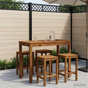 vidaXL Tuinbar Tafel LAREN Naturel 108,5 x 55 x 105 cm, Tuin en Terras, Verzenden, Nieuw
